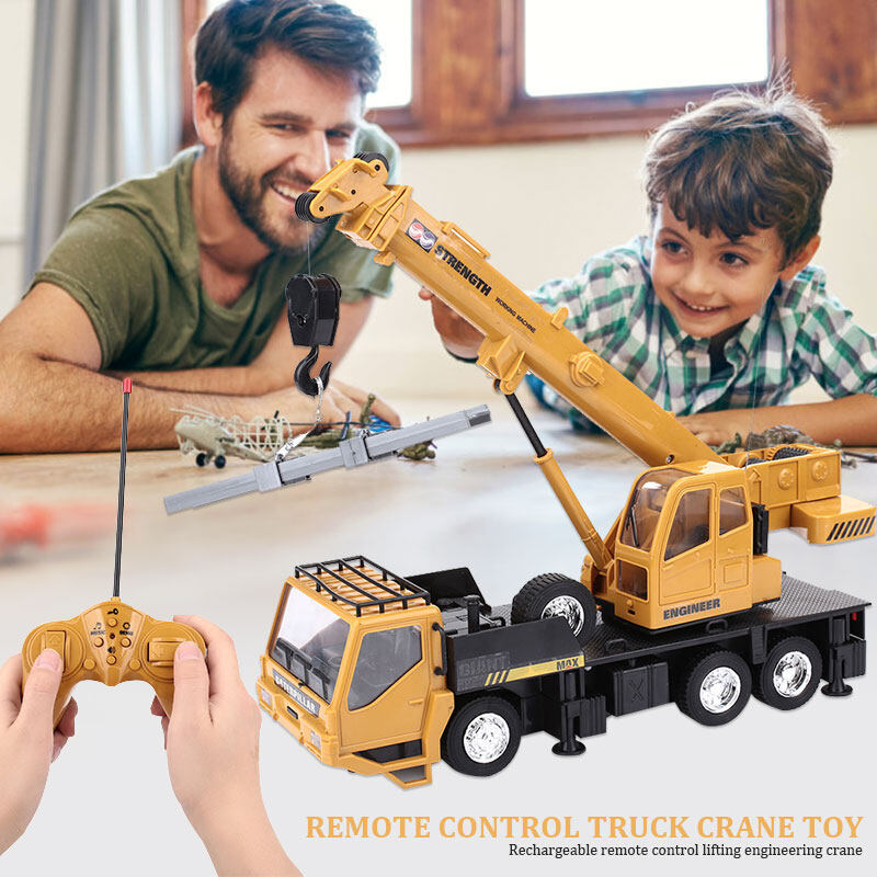 8 Channel，USB charging Remote Control Excavator RC Crawler Tractor Toy, Construction Vehicle RC Crane Truck Engineering car freight elevator Toys with Flashing Lights for children Birthday Xmas good g