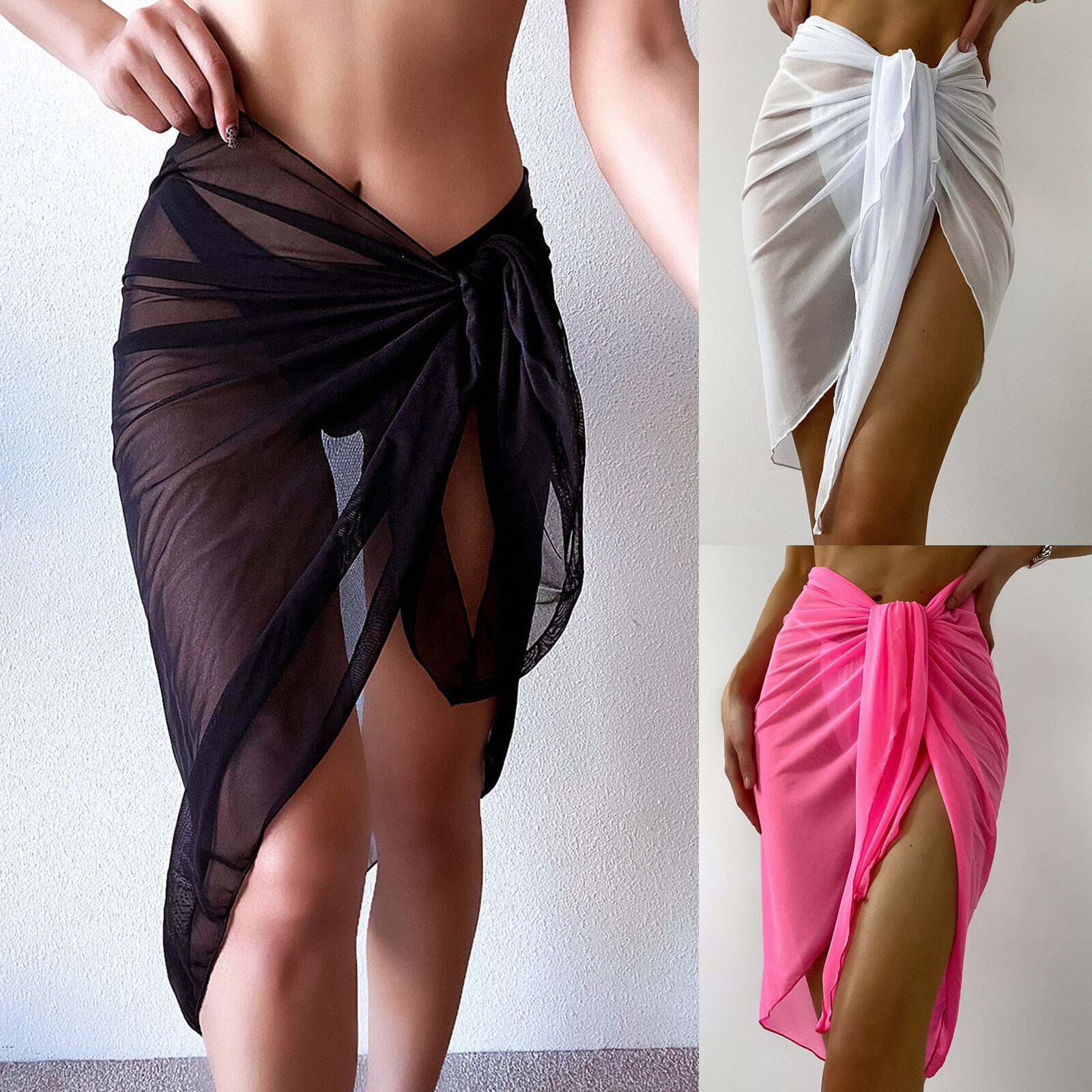 Cover Ups for Women Women Sheer Wrap Knot Waists Skirt Cover Up Skirt Beach Wrap Bikini Shiny Wraps Cover Ups For Swimwear Sheer Dress Cover up Formal Girls 4t Swimsuit Cover up Long Beach Cover Ups F