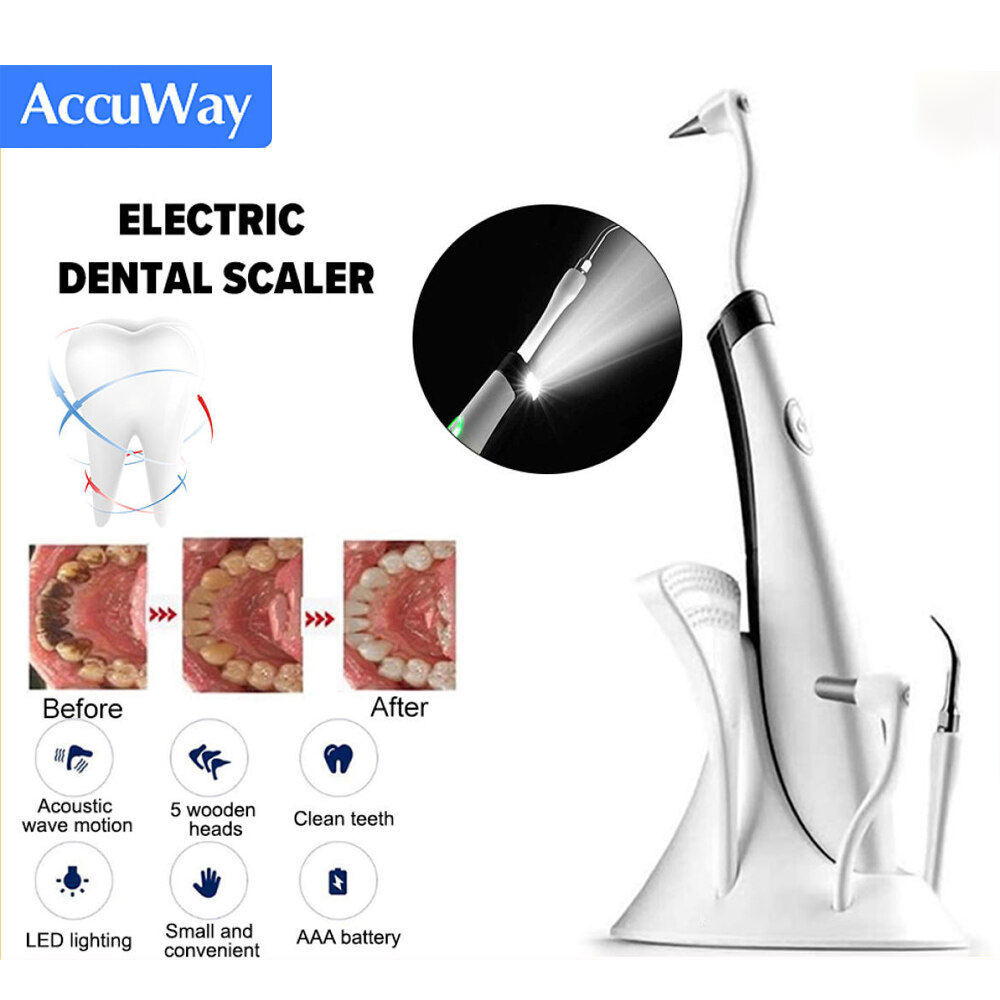 AccuWay 5 In 1 Electric Ultrasonic Sonic Cute Dental Scaler Tooth Calculus Remover Cleaner Stains Tartar Tool Whiten Teeth Tartar Remove