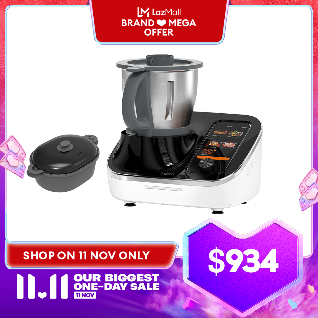 【BUY NOW GET FREE GIFT】TOKIT Omni Cook Robot All-in-1 Cooker with 21 Cooking Functions Built-in 7'' Touch Screen Guided Recipes Pre-clean, Chopper, Juicer, Blender, Weigh, Sous-Vide, Ice Crush and Mor