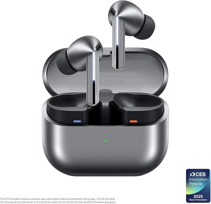 Samsung Galaxy Buds 3 Pro AI True Wireless Bluetooth Earbuds, Noise Cancelling, Sound Optimization, Redesigned Comfort Fit, Silver [US Version, Amazon Exclusive, 2Yr Warranty]